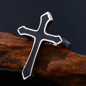 Vanna Stainless Steel Cross Epoxy Men and Women Rings Punk Fashion Chunky Cross Ring