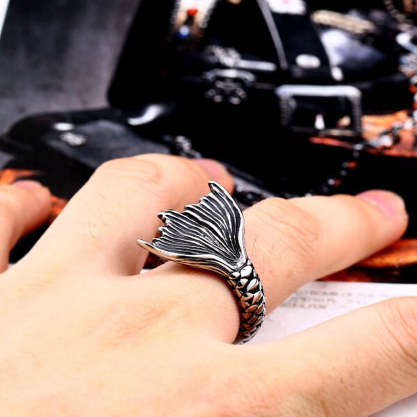 Vanna Mystical Mermaid Ring Vintage Antique Stainless Steel Fashion Unisex Men and Woman Ring