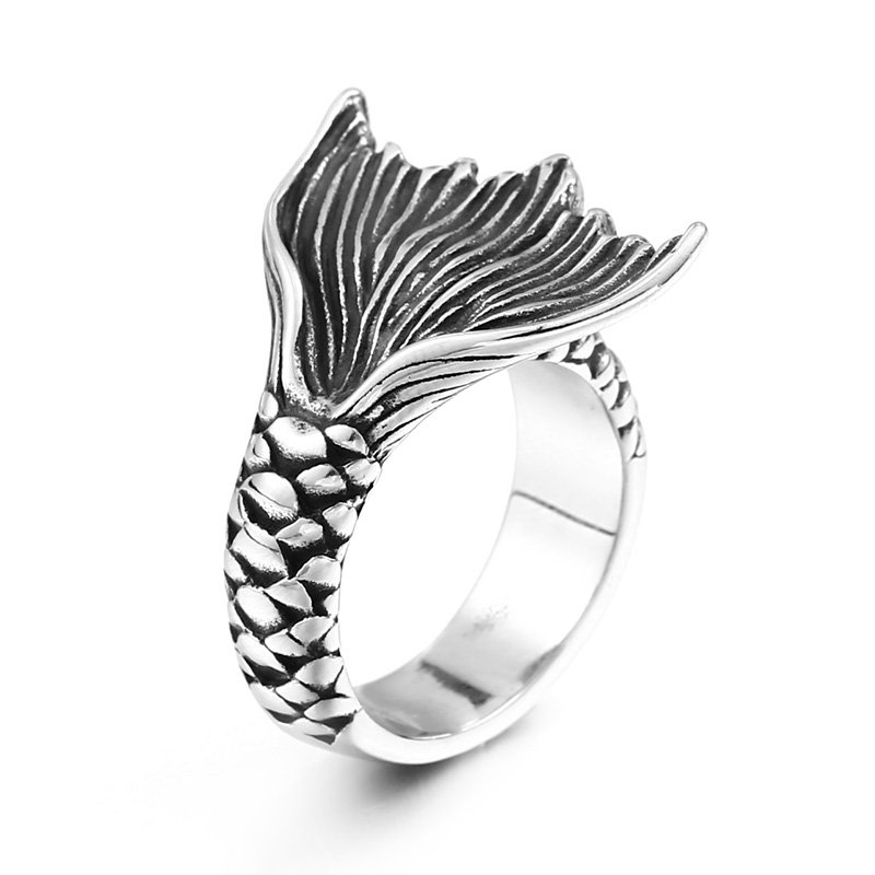 Vanna Mystical Mermaid Ring Vintage Antique Stainless Steel Fashion Unisex Men and Woman Ring