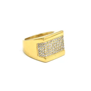 Vanna Hip Hop Bling White Diamond Emperor Ring in Silver and Gold for Men in Stainless Steel