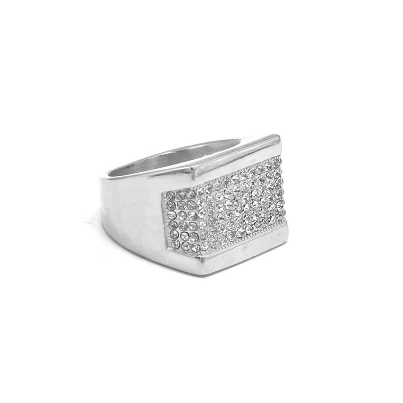 Vanna Hip Hop Bling White Diamond Emperor Ring in Silver and Gold for Men in Stainless Steel