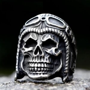 Vanna Biker Helmet Skull Ring 316L Stainless Steel for Men Punk Biker Fashion Party Jewelry