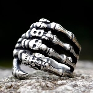 Vanna Calvarium Finger Skull Ring Gothic Calvarium Skull Ring Men 316L Stainless Steel Biker Ring Jewelry