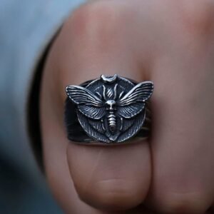 Vanna Skull Moth Luxury Butterfly Ring Punk Rock Butterfly Skull Ring Stainless Steel Biker Rings Punk Jewelry