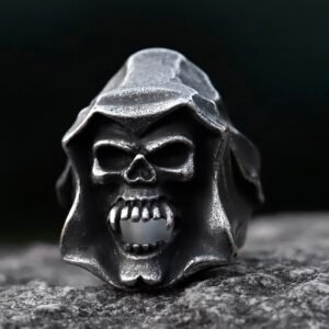 Vanna Special Design Grim Reaper Skull Punk Ring 316L Stainless Steel Gothic Skull Metal Skull Ring Biker Motorcycle Band