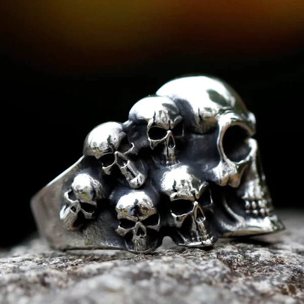 Vanna Vintage More Skulls Ring Skull Ring Men Boys 316L Stainless Steel Death Punk Skull Biker Ring
